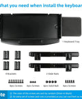 Heavy Duty Under Desk Keyboard Tray With Super Slick Glide Mechanism And 360 Rotating Mouse Platform Built Like A Tank For An Ergonomic Home Office Desk Setup At 28 Inches Long installation kit components including screws and brackets.