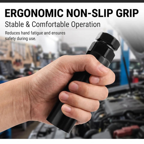 Hand holding the Heavy Duty 6 Spline Lug Nut Key And Rugged Socket Set Beater Proof Grip for tire repair.
