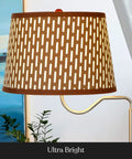 Close-up of lamp in Madison Side Table With Built In Lamp, Wireless Charging Pad And USB Port, showing shade design.