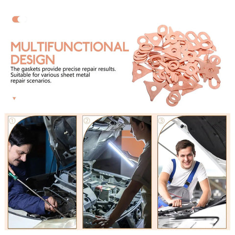 Dent Puller Rings Kit 50 Piece Multifunctional Auto Body Tool set made of iron shown with mechanics using tools for repair