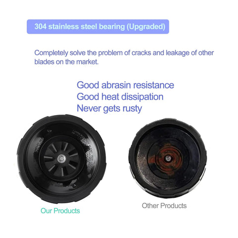 Comparison of Single Pack 7 Fin Blender Extractor Blade Assembly Replacement and competitor product showing durability differences