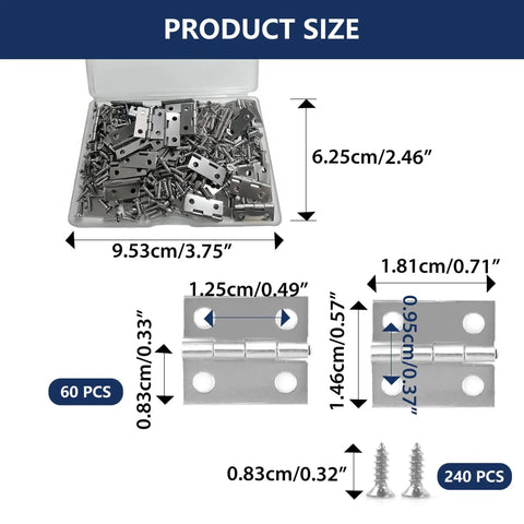 Smooth Swinging Mini Silver Hinges With Rust Resistant Iron Build And Complete Screw Set For Jewelry Boxes Dollhouses Cabinets And No Sweat Craft Room Enhancements with size dimensions