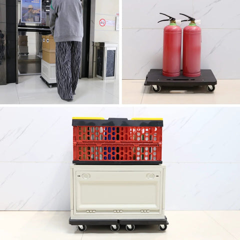 Heavy Duty Furniture Dolly With Interlocking 4 Wheel Flat Dollies 16 X 11 Inches 500 LB Capacity carrying boxes and items