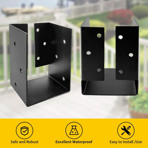 Concealed Joist Hanger Brackets for 3.5 Inch by 5.5 Inch Wood Beams, heavy-duty U-shaped steel, matte black finish, front view