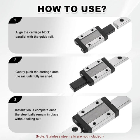 How to use Heavy Duty MGN7C Stainless Steel Linear Slider Block With Plastic Rail For CNC Routers And 3D Printers setup guide.