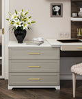Premium Gold Cabinet Pulls 25 Pack, 8 Inch Center To Center Bar Handles For Kitchen Cabinets And Drawers on a stylish dresser.
