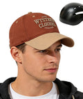 Man wearing a baseball style Lightweight Bump Cap With ABS Shell Protective Insert for jobsite, showing breathable vent holes.