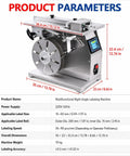 Gshshou 90 Degree Corner Label Applicator Machine For Cosmetic And Electronics Packaging displayed with product parameters and dimensions.