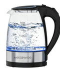 1.8L Cordless Electric Kettle With Borosilicate Glass 1800W Fast Boil Auto Shut Off Boil Dry Protection clear glass boiling water