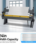 24 Inch Sheet Metal Pan And Box Brake Workhorse Hand Tool in industrial setting, showing 24in width capacity and metal bending function