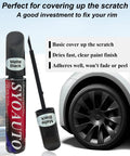 Premium Matte Black Rim Touch Up Paint Pen For Wheel Scratch Repair And Curb Rash Fix Quick Dry Formula next to matte black alloy wheel.