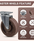 Heavy Duty 5 Inch High Temp Caster Wheels Rock Solid Heat Resistant Nylon Roller Set Of Four with 360-degree rotation feature.
