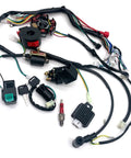 Complete Motorcycle Ignition Coil Kit Plug And Play With Wiring Harness CDI Stator 6 Coil For ATV Quad Pit Bike Go Kart 50cc 70cc 110cc 125cc Ignition Switch Repair, including wiring harness with connectors, CDI unit, and spark plug on white background.