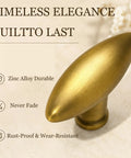 Top Shelf Brushed Brass Oval Cabinet Knobs And Zinc Alloy Single Hole Drawer Pulls Featuring Warm Olive Tones Four Pack shown in close-up.