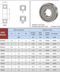 Precision 606ZZ Shielded Deep Groove Ball Bearings Metric 6 By 17 By 6 Millimeters specifications chart and bearing image.