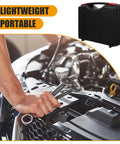 Grab And Go Portable Plastic Toolbox With Tight Seal Lid, Rugged Yet Featherlight Gear Caddy for vehicle maintenance with tools.