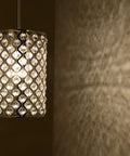 Crystal Flush Mount Ceiling Light, 1 Light, Bulb Included, Silver Chrome Finish, Modern Living Room Fixture casting patterns on wall