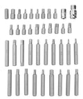 Rock Solid Hex And Spline Socket Wrench Set With Metric Ratchet Adapters laid out neatly in a grid for easy selection.
