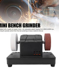 Heavy Hitter 3 Inch Mini Bench Grinder Featuring A Powerhouse 200 Watt Motor And Cordless Variable Speed Dial for precise tool polishing.