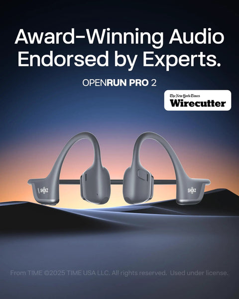 Next Level Open Ear Bone Conduction Bluetooth Sport Headphones In Black displayed against a gradient backdrop, showcasing the design.