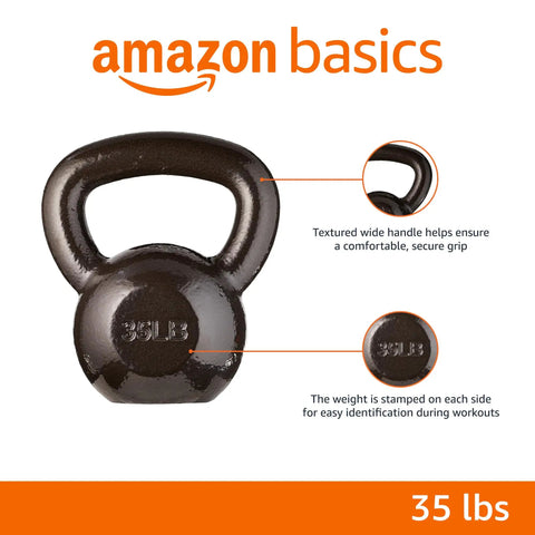 Rock Solid Cast Iron Kettlebell Thirty Five Lb Weight With Wide Comfort Grip engineered for secure grip and easy weight identification.