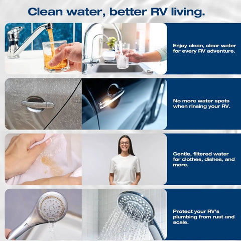 Clean water benefits for RV living with Top Notch Garden Hose Iron Filter For Rv Campers And Households No Fuss Plug And Play Setup.