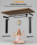 Exploded view of Electric Standing Desk With Easy Height Adjust, Memory Presets And Cable Management, Rustic Brown top, black legs