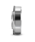 Heavy Duty Three Quarter Inch Roller Bearings For Lawn Mowers And Yard Gear Smooth Spinning Galvanized Carbon Steel replacement part side view.