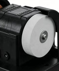 Close-up of Electric Double Grinding Wheel Buffer That Cracks Rust Seals and Slays Dull Edges With Heavy Duty Polishing Power.