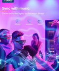 People dancing with Smart 5 To 6 Inch Recessed LED Can Lights 4 Pack With RGBCW Color Changing in sync with music.
