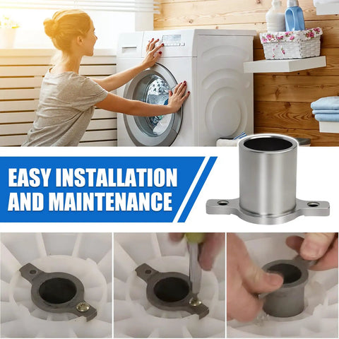 Top Shelf Replacement Washer Tub Bearing For Front And Top Loader Washing Machines Heavy Duty Metal Drum Support Bearing Quick Snap Install, installation steps shown.