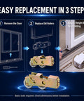 Easy replacement steps for Zero Hassle Sliding Door Roller Assembly Replacement Kit Featuring Dead Smooth Ball Bearing Steel Wheels And No Fuss Track Hardware For Patio And Closet Doors Two Pack.