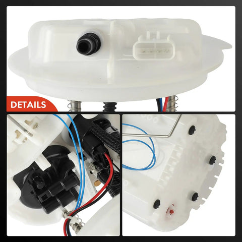 Top Tier Electric Fuel Pump Module Assembly for Dodge Grand Caravan and Chrysler Town and Country 2008 to 2010 V6 close-up view of connector and assembly details.