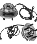 Front Wheel Hub And Bearing Assembly Pair For Ford Explorer Sport Trac Mercury Mountaineer 5 Lug ABS Plug And Play Drop In Heavy Duty Twin Pack No Sweat Swap Kit 515078 with integrated ABS ring.