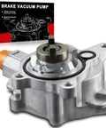 Front view of aluminum brake vacuum pump with orange electrical connector and O-ring seal