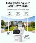 Wired Security Camera With 360 Degree Pan And Tilt, Indoor Outdoor Weatherproof IP66, Dual Antennas, Color Night Vision