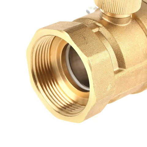 Close-up of the threaded end of a Heavy Duty Forged Brass Motorized Ball Valve G1 One Half Inch DN40 for HVAC systems.