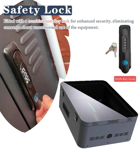 Real Deal Ev Charging Station Wall Cover With Beefy Dual Lock Security And Snug Cord Routing To Keep Your Electric Vehicle Setup Safe From Thieves And Bad Weather Conditions. Combination key lock for security with steel housing.