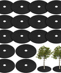 16 Pack 32 Point 2 Inch Non Woven Tree Mulch Rings Weed Barrier Mats Reusable Landscape Protector Base Fabric For Weed Root Protection Lowkey Breathable Permeable Air Water Nutrients Pass Through Black