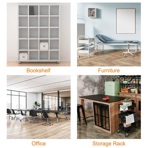 Bookshelf, furniture setup, office, and storage rack with caster wheels for mobility in home and office environments.