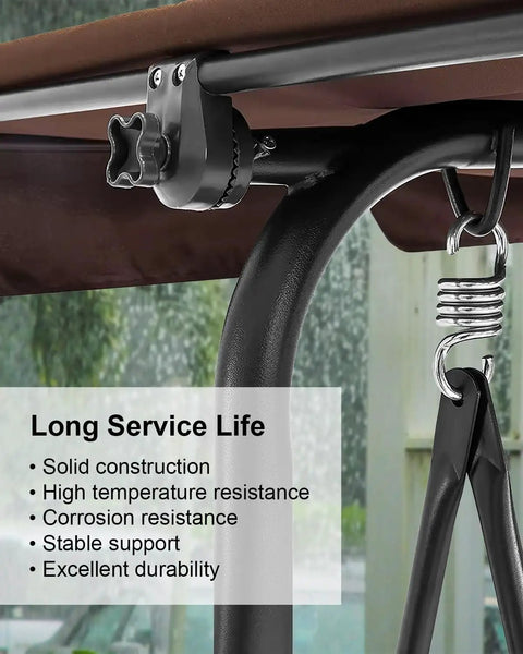 Two Pack Porch Swing Canopy Fittings For 20 To 23 mm Frame Joints Garden Plastic Replacement Parts, attached to swing frame