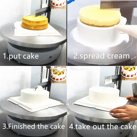 All In One Cake Decorating Kit With Automatic Turntable And Leveler For 4 To 12 Inch Cakes, Pro Grade 304 Stainless Steel, icing process
