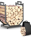 Heavy Duty Firewood Rack For Indoor Outdoor Use With Thickened Metal Construction, Reinforced Base, Adjustable Feet, And Carry Bag