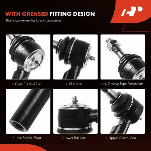 Close-up views of Outer Tie Rod End from Hydraulic Power Steering Rack And Pinion Set For Chevy Silverado 1500 And GMC Sierra 1500 2007 2008 2009 2010 2011 2012 2013 With Outer Tie Rod Ends Left Hand Drive 3 Piece Plug-And-Play Replacement Kit For Hydraulic Steering.