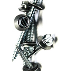 Versatile 3000 Count Hex Head Sheet Metal Screws 8x1 With Neoprene Washer Roofing Screws scattered on white background