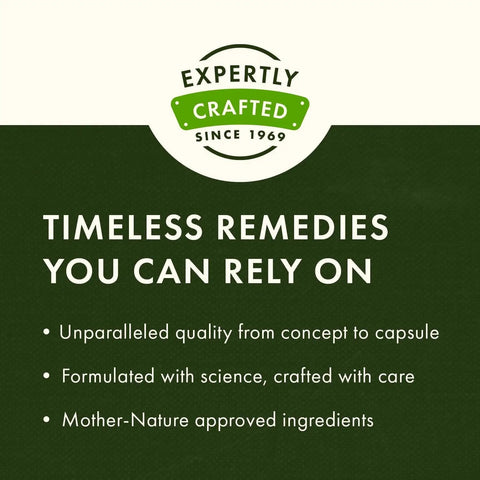 Expertly crafted since 1969 logo with quality assurance and natural ingredients message