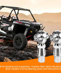 Beefed Up 3/4 Inch Chromoly Heim Joint Rod End Kit with RH and LH threads displayed next to off-road vehicle on rugged terrain.