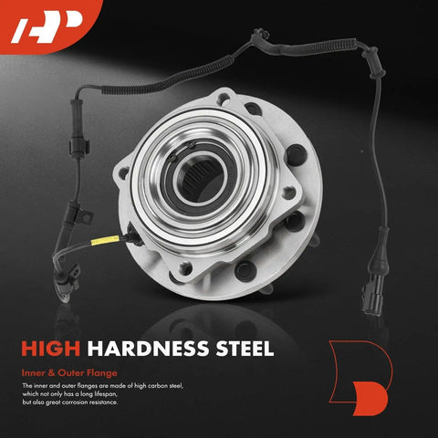 Front Wheel Bearing And Hub Assembly For Ford F250 And F350 Super Duty 2005 To 2010 4WD 8 Lug Srw Abs showing high hardness steel flange design.