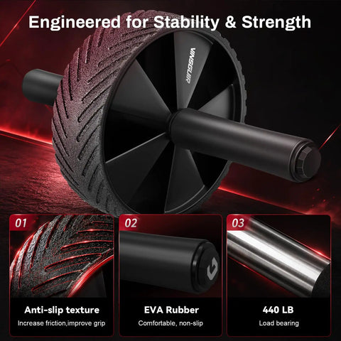 Ab Roller Wheel For Core Strengthening And Six Pack Training Built Different Home Gym Essential with anti-slip texture and durable steel.