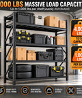Heavy Duty Garage Shelving Unit Built From Tough Industrial Steel With A Rock Solid 4000 Pound Capacity That Absolutely Nails Storing Bulky Gear And Workshop Equipment, showcasing toolboxes and tires.